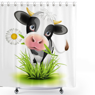 Personality  Holstein Cow In Grass Shower Curtains