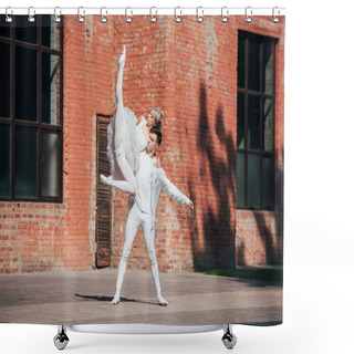 Personality  Couple Of Young Ballet Dancers Dancing On City Street Shower Curtains