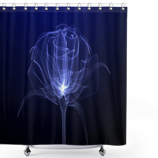 Personality  Beautiful Rose Flower With Glowing Light And Shiny Particles , 3D Concept Art, Closeup View, 3D Render Shower Curtains