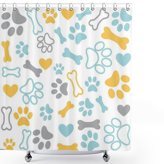 Personality  Background With Dog Paw Print And Bone Shower Curtains