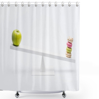 Personality  Apple And Macarons On Seesaw  Shower Curtains