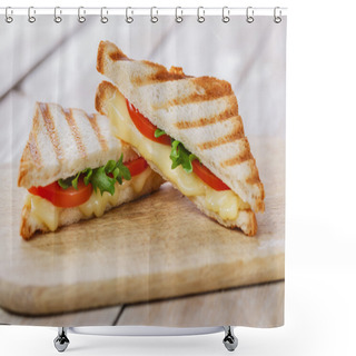 Personality  Grilled Sandwich Toast With Tomato And Cheese Shower Curtains