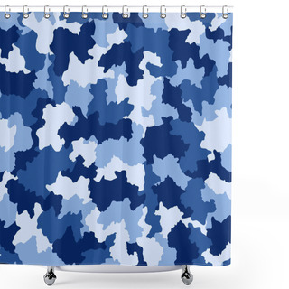 Personality  Blue Camouflage Seamless Pattern Shower Curtains