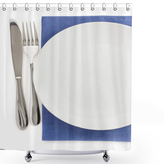 Personality  Plate, Knife And Fork At Napkin Shower Curtains