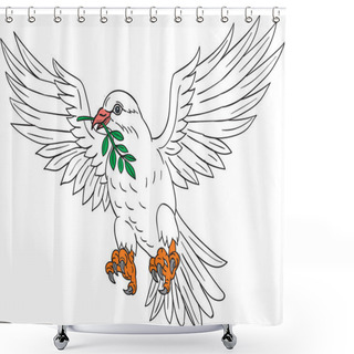 Personality  Dove With Olive Leaf Drawing Shower Curtains