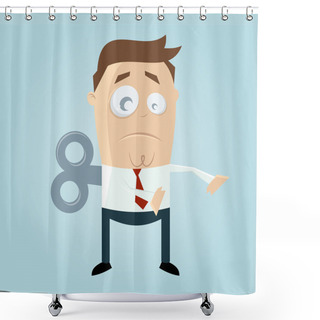 Personality  Funny Business Wind-up Doll Shower Curtains