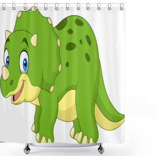 Personality  Cartoon Triceratops Isolated On White Background Shower Curtains