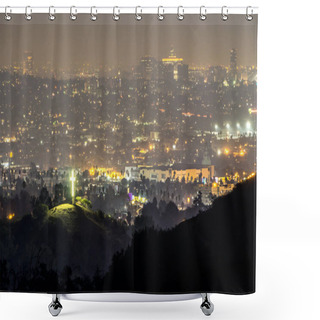 Personality  Hollywood Hills And Valley At Night Near Hollywood Sign Shower Curtains