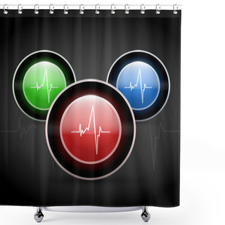 Personality  Heart Beat On Colored Round Web Buttons Shower Curtains