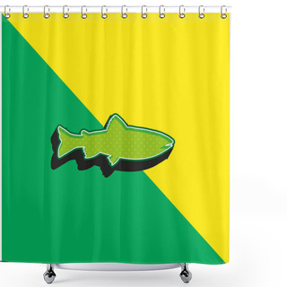Personality  Amago Fish Shape Green And Yellow Modern 3d Vector Icon Logo Shower Curtains