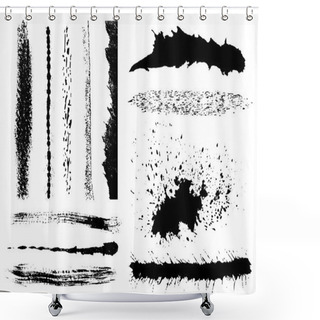 Personality  Set Of Grunge Ink Brush Strokes Shower Curtains