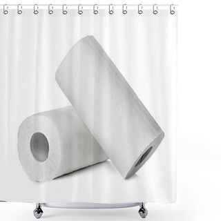 Personality  Rolls Of Paper Towels, Isolated On White Background Shower Curtains