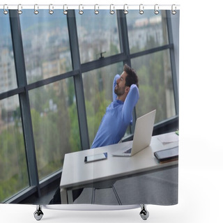 Personality  Happy Young Business Man At Office Shower Curtains