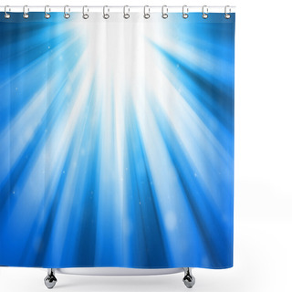 Personality  Blue Glitter Sparkle Defocused Rays Lights Bokeh Abstract Shower Curtains