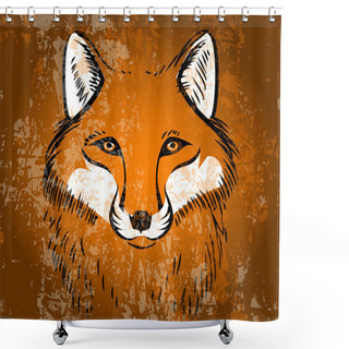 Personality  Red Fox. Vector Illustration. Shower Curtains