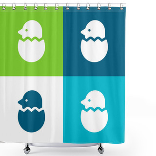 Personality  Bird Flat Four Color Minimal Icon Set Shower Curtains