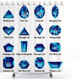 Personality  Set Of Realistic Blue Amethysts With Complex Cuts Shower Curtains