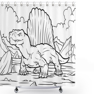 Personality  Cartoon Funny Dimetrodon, Funny Image Shower Curtains