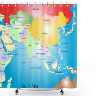 Personality  South Asia Map Shower Curtains