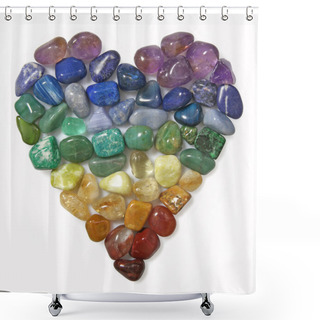 Personality  Heart Crystals On White Background Shower Curtains