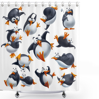 Personality  Funny Penguins Shower Curtains
