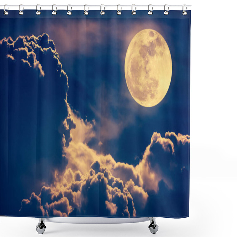 Personality  Nighttime Sky With Clouds And Bright Full Moon With Shiny.   Shower Curtains