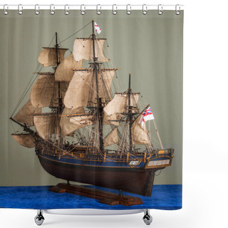 Personality  Building Sailing Ship - BOUNTY Wooden Antique Model Shower Curtains