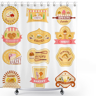 Personality  Bakery Label Collection Shower Curtains