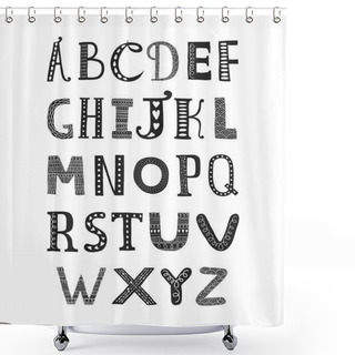Personality  Vector Hand Drawn Alphabet Shower Curtains