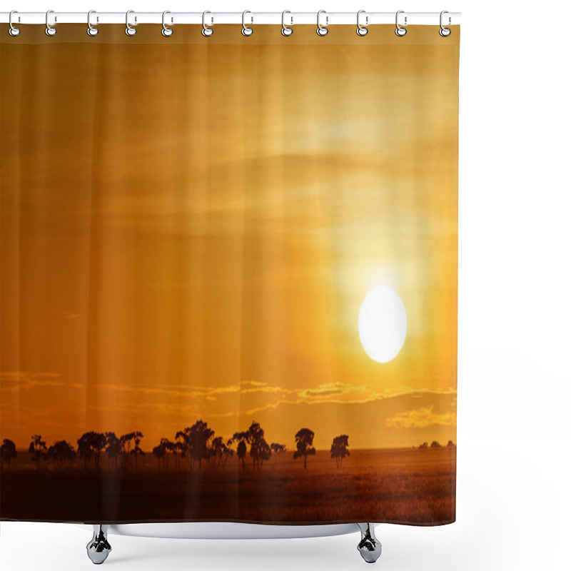 Personality  Landscape with sunrise on the savanna in Kenya shower curtains
