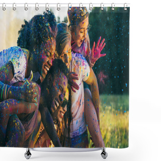 Personality  Multicultural Friends At Holi Festival Shower Curtains