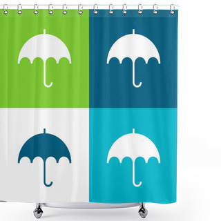 Personality  Black Umbrella Flat Four Color Minimal Icon Set Shower Curtains