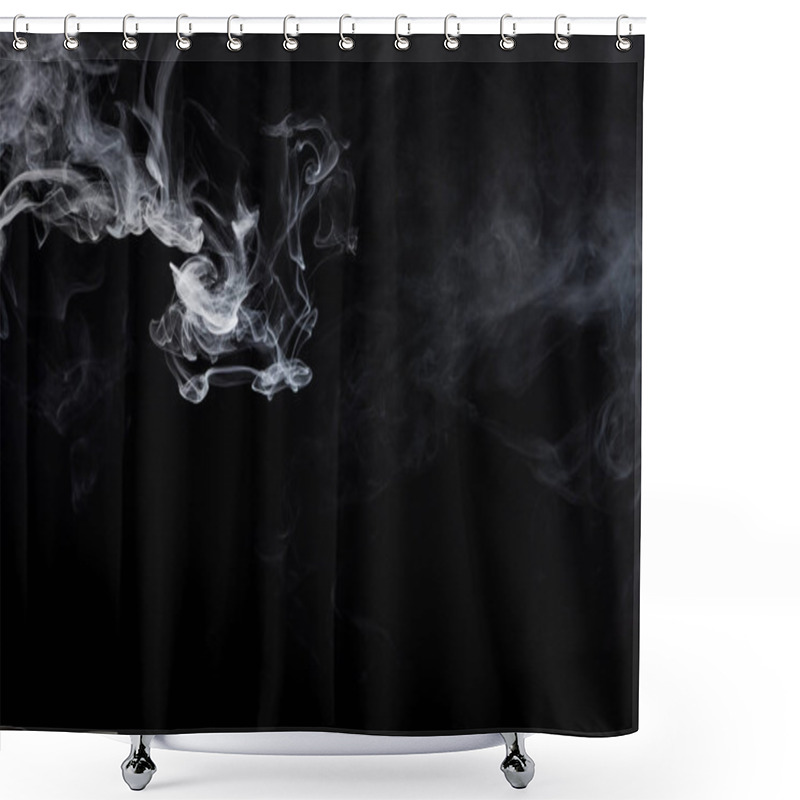 Personality  black background with grey smoky curves  shower curtains