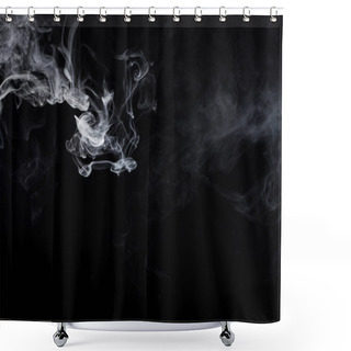 Personality  Black Background With Grey Smoky Curves  Shower Curtains