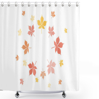 Personality  Round Frame Of Autumnal Leaves Shower Curtains