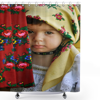 Personality  In Traditional Dresses At A Wedding Shower Curtains
