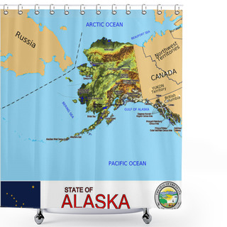 Personality  Alaska Counties Emblem Map Shower Curtains