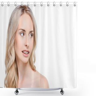 Personality  Woman Looking To Side Shower Curtains