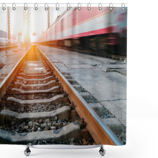 Personality  Fast Moving Train Shower Curtains