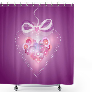 Personality  Pink Heart Filled With Buttons - Vector Illustration Shower Curtains