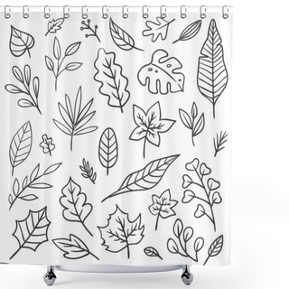 Personality  Vector Floral Seamless Leaves Pattern Background Shower Curtains