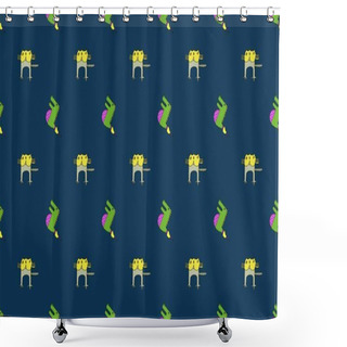 Personality  Colored Background With Different Accessories Shower Curtains