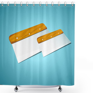 Personality  Spatula On A Blue Background, Vector Shower Curtains