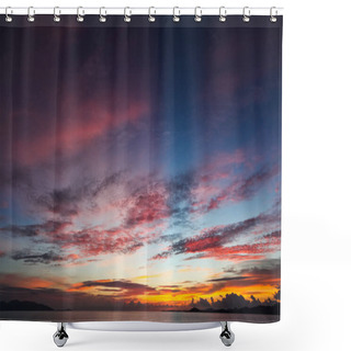 Personality  Colorful Sunset Sky Over Tranquil Sea Surface Shower Curtains