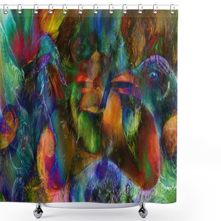 Personality  Radiant Elven Fairy Woman Creature And Energy Lights, And Bird Phoenix  Collage. Shower Curtains