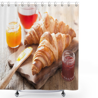 Personality  Fresh Croissants With Jam For Breakfast Shower Curtains