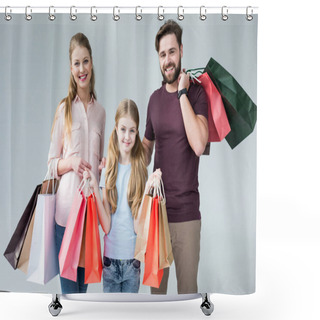 Personality  Family With Shopping Bags  Shower Curtains