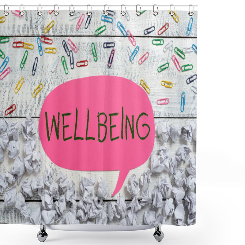 Personality  Writing Displaying Text Wellbeing, Concept Meaning A Good Or Satisfactory Condition Of Existence Including Health -48232 Shower Curtains