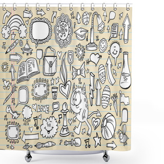 Personality  Notebook Doodle Sketch Vector Illustration Art Shower Curtains