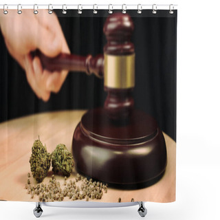 Personality  Cannabis And Judges Gavel Shower Curtains
